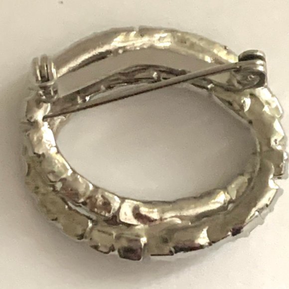 Vintage Double Rhinestone Circle Pin - Picture 6 of 8